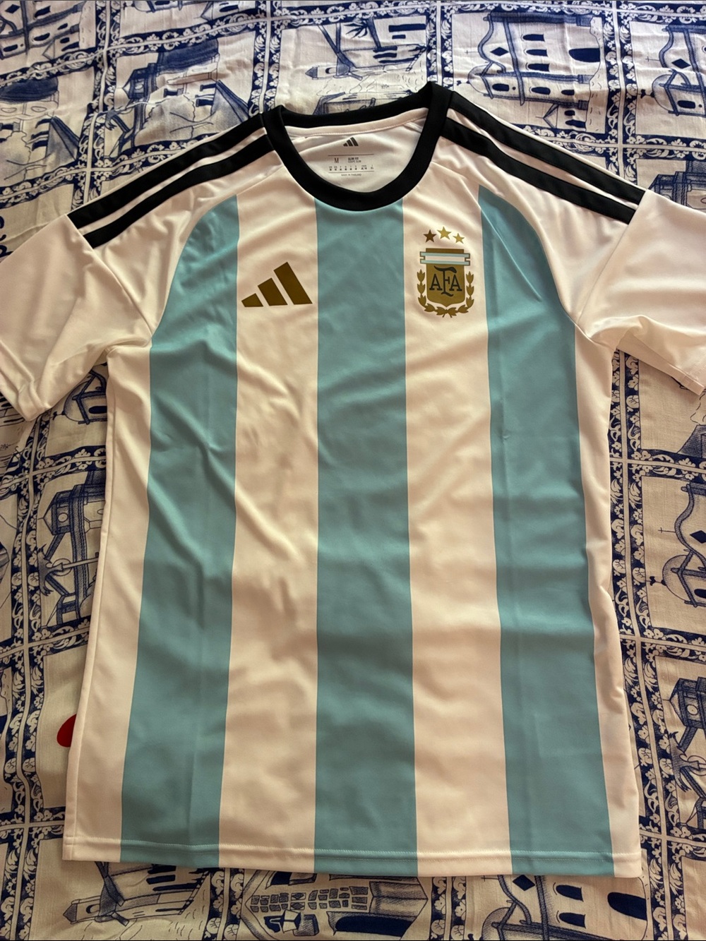 adidas Argentina Soccer Jersey - Light Blue & White with Gold Accents